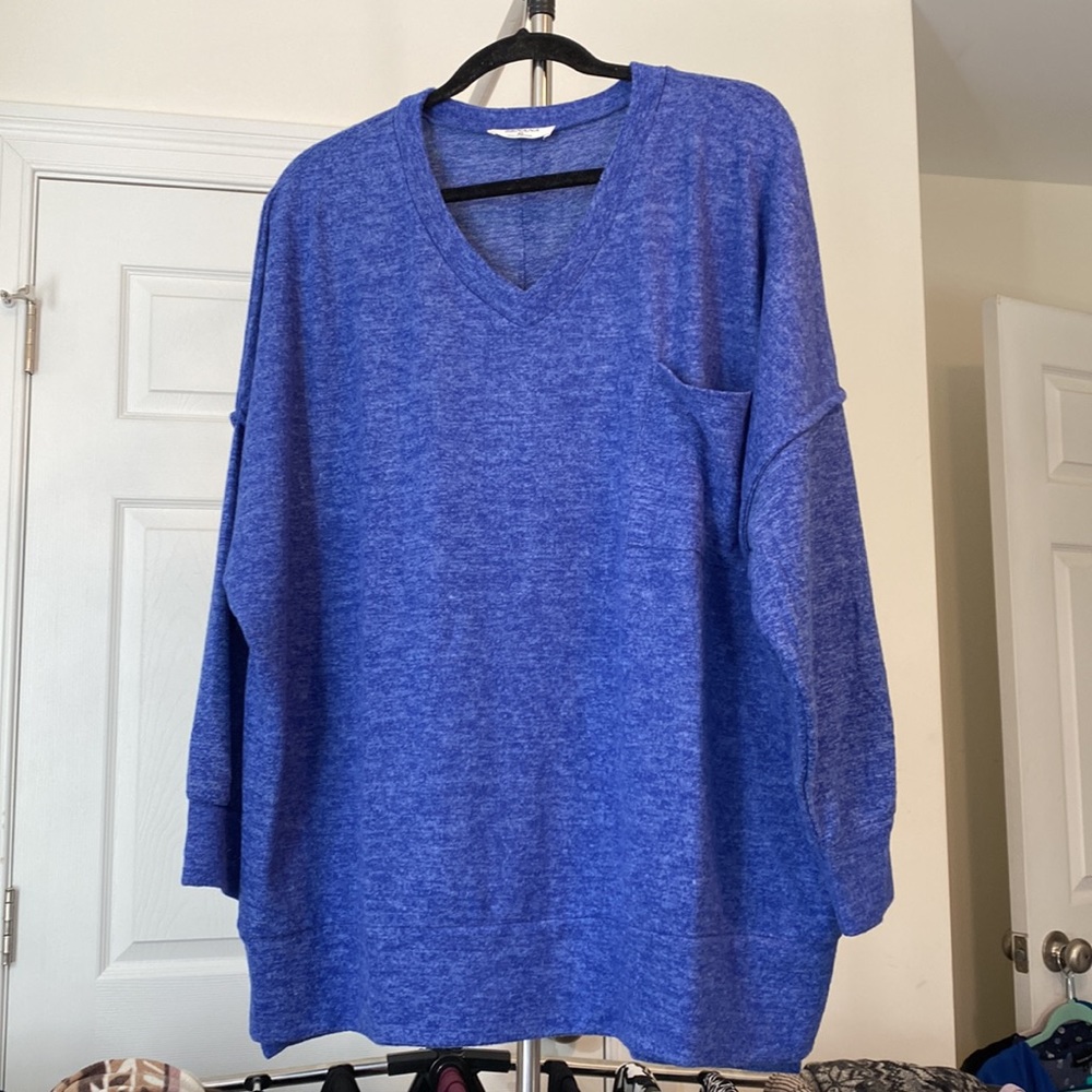 NWOT hacci v-neck sweater. Gorgeous bright blue color!